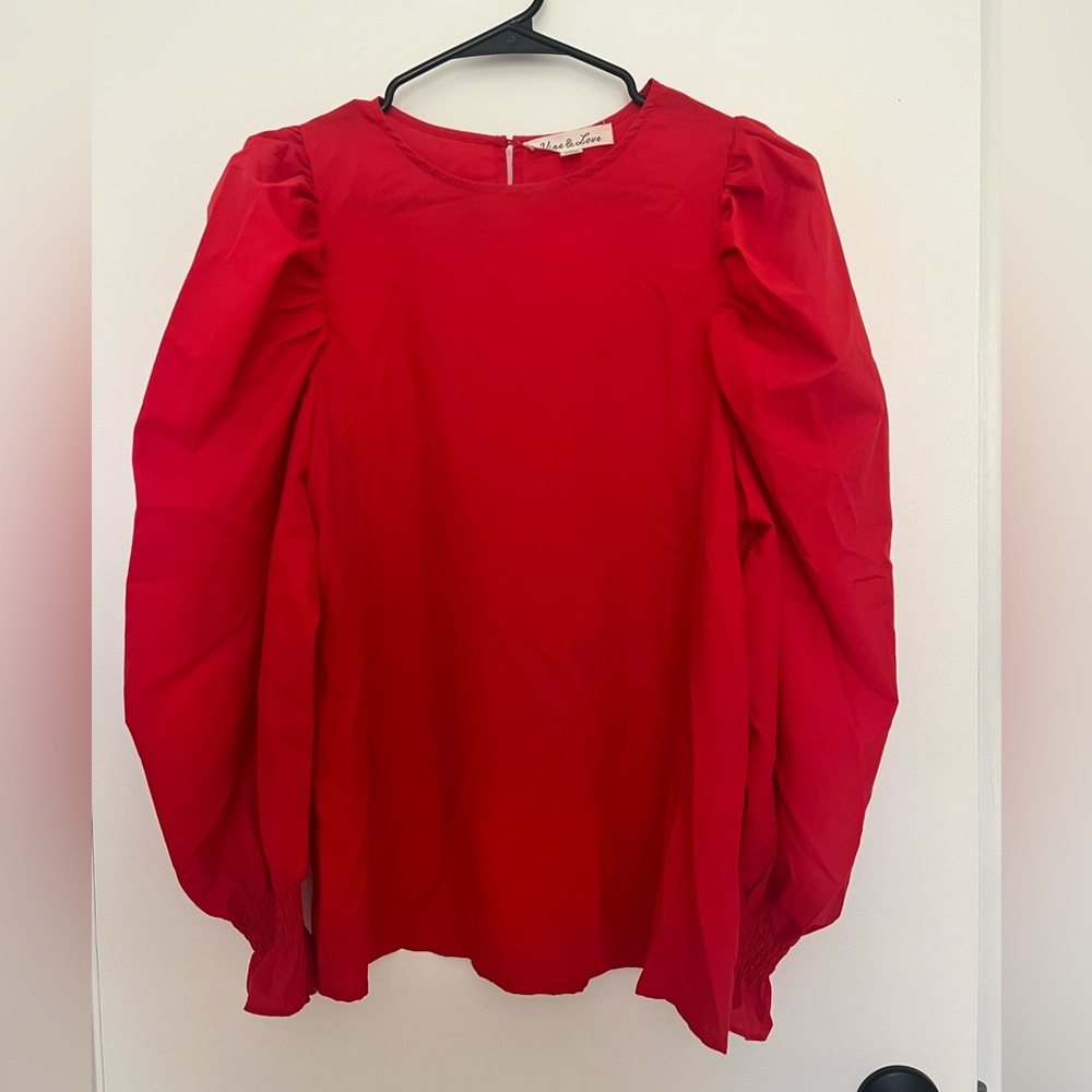 Red Puffy Sleeve Top